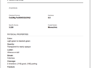 Mineral HTML Database